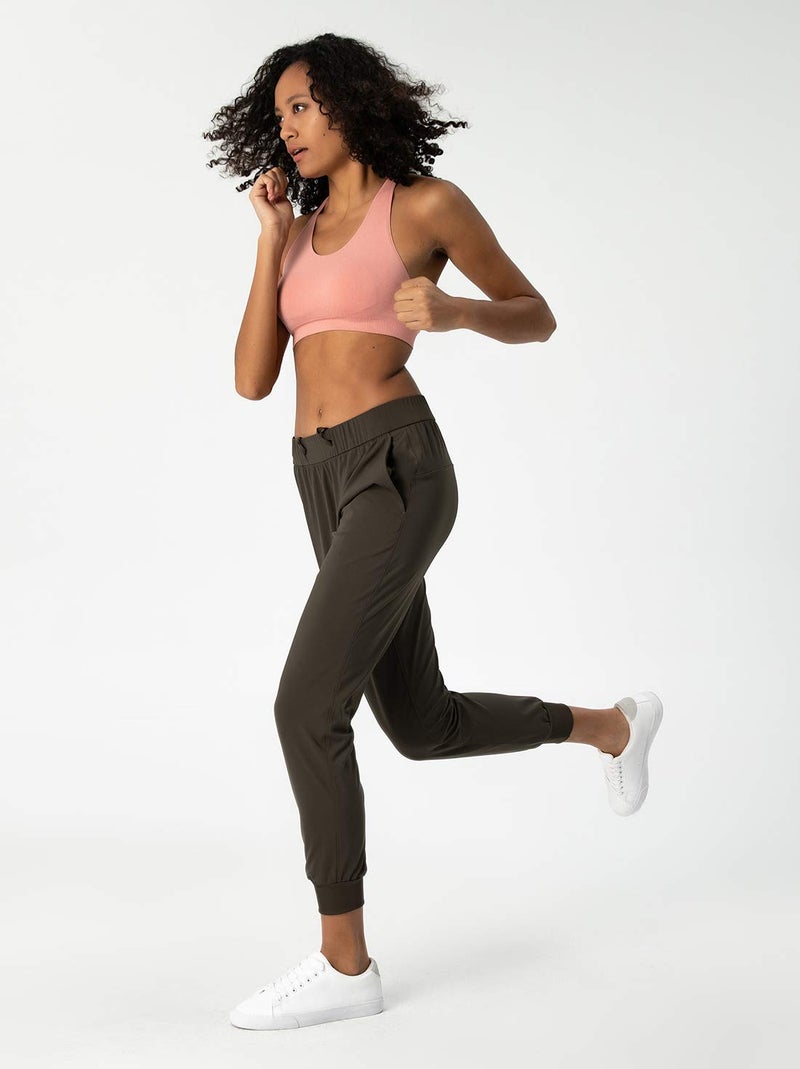 AJISAI Women's Joggers Pants with Pockets Drawstring Sweatpants for Running Workout Lounge Wear Olive XL - Image 2